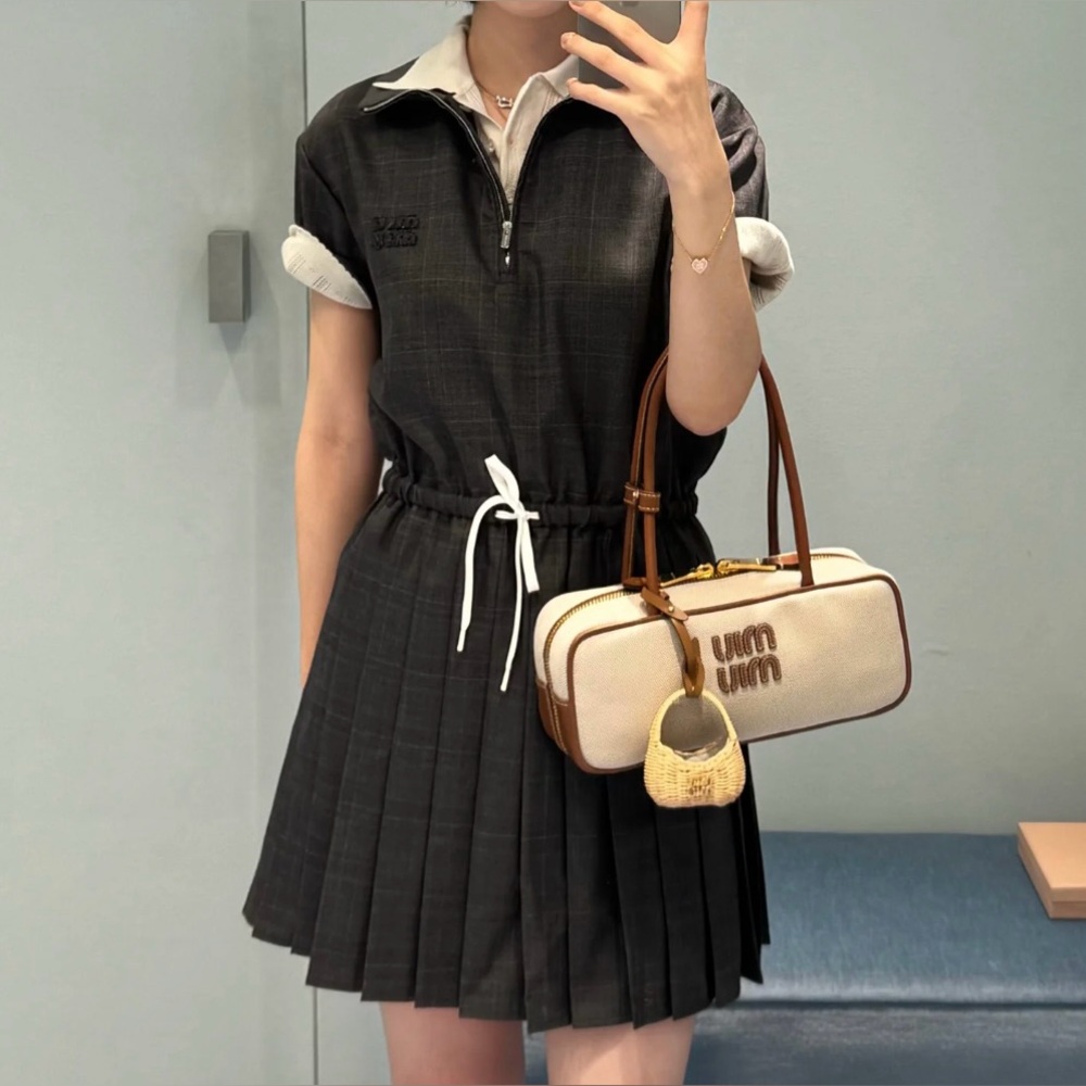 Miu Miu Prince of Wales pleated short dress It36 - Picture 6 of 7